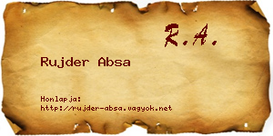 Rujder Absa névjegykártya